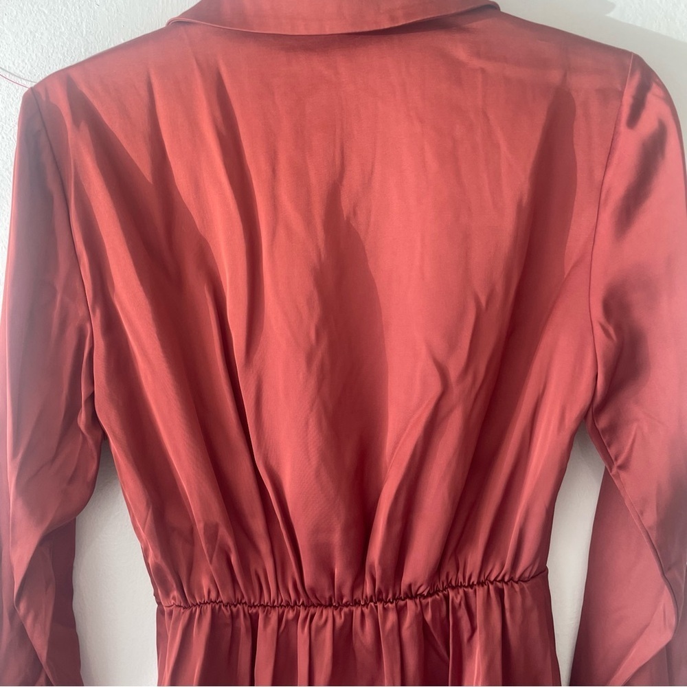 Abercrombie & Fitch Rust Red Long Sleeve Faux Wrap Mini Dress 27081 - Picture 6 of 10